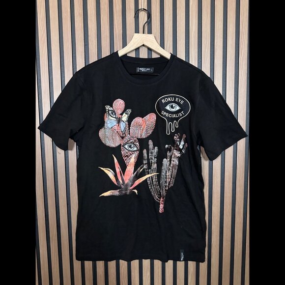 Roku Studio T Shirt Large Mens Black Embroidered Eye Specialist Graphic Tee - Picture 1 of 8